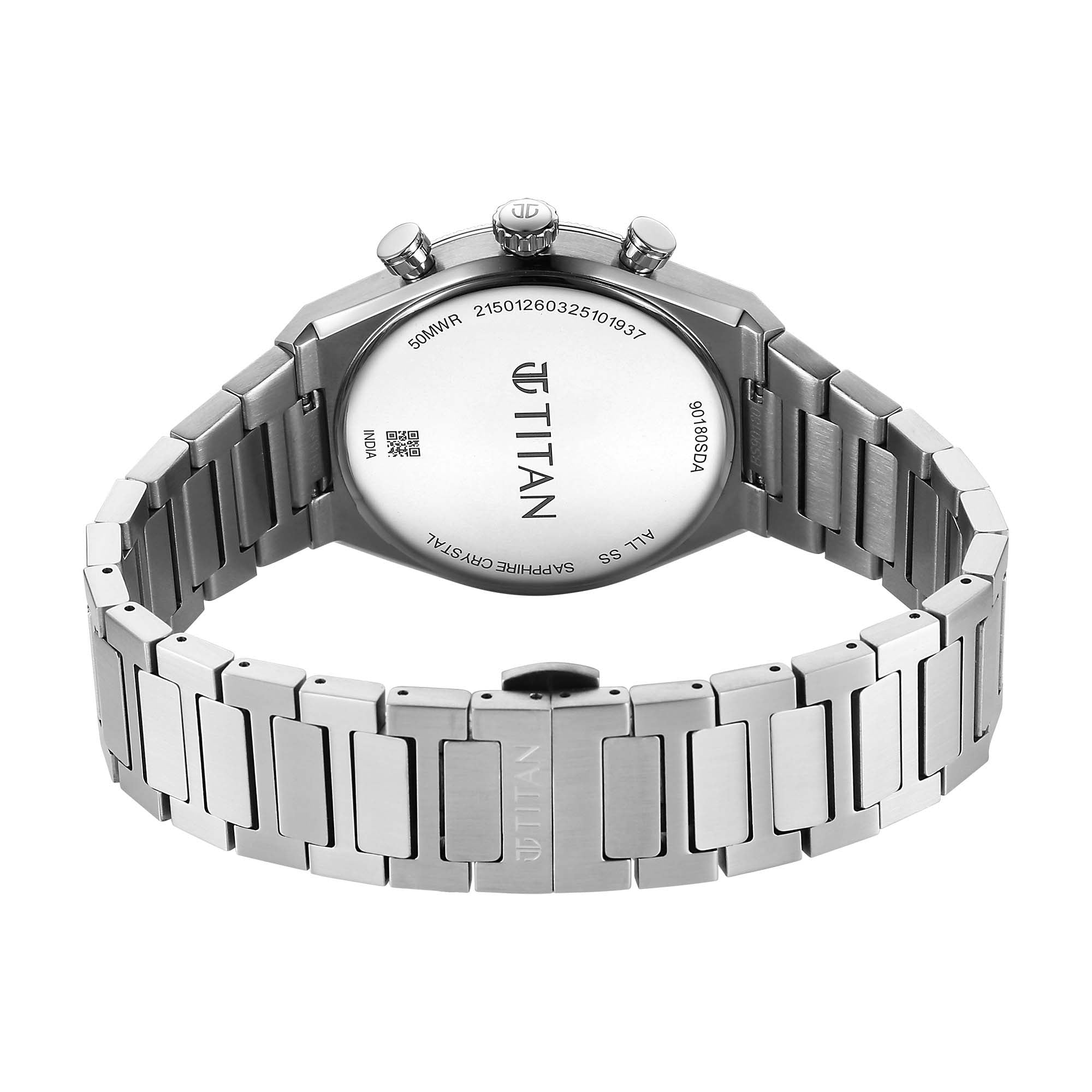 Titan Micromotors Analog with Retrograde Day and Date and Blue Dial Stainless Steel Strap Watch for Men