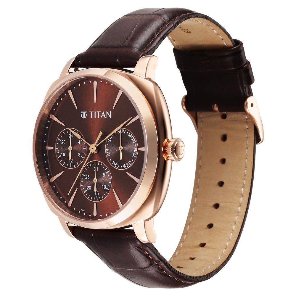 Titan Classique Suave Strap Material Leather Dial Colour Brown 90189WL01