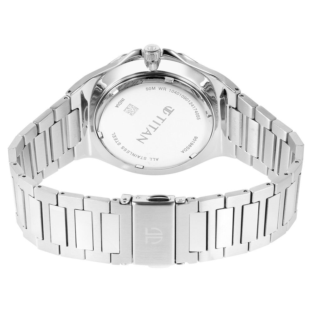 Titan Classic Slim Multifunction Quartz Multifunction Blue Dial Stainless Steel Strap Watch For Men