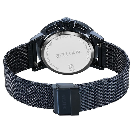 Titan Light leathers Multifunction Anthracite Dial Stainless Steel Strap Watch For Men