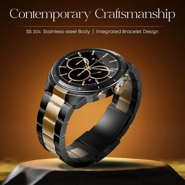 Titan Heritage Premium Smartwatch with All SS Design, 3.6 CM AMOLED Display, BT Calling, Advanced Chipset, Titan Health (90207QM01)