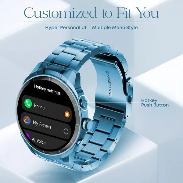 Titan Heritage Premium Smartwatch with All SS Design, 3.6 CM AMOLED Display, BT Calling, Advanced Chipset, Titan Health (90207QM01)