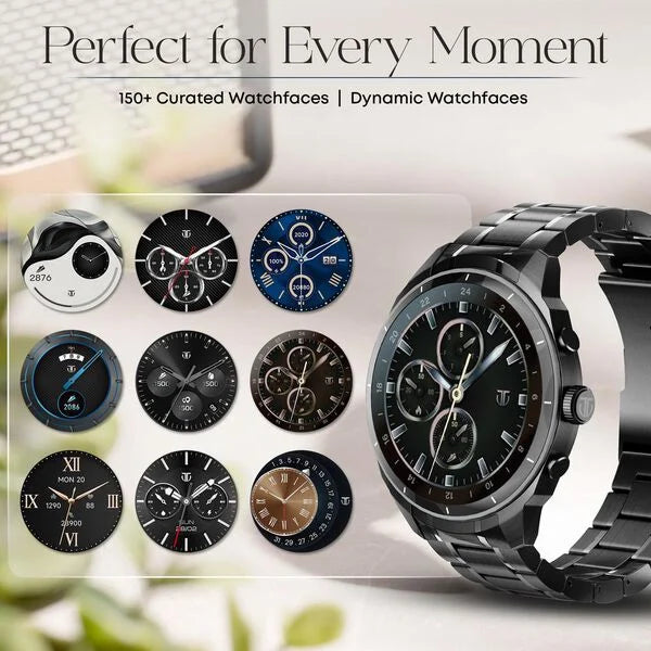 Titan Heritage Premium Smartwatch with All SS Design, 3.6 CM AMOLED Display, BT Calling, Advanced Chipset, Titan Health (90207QM01)