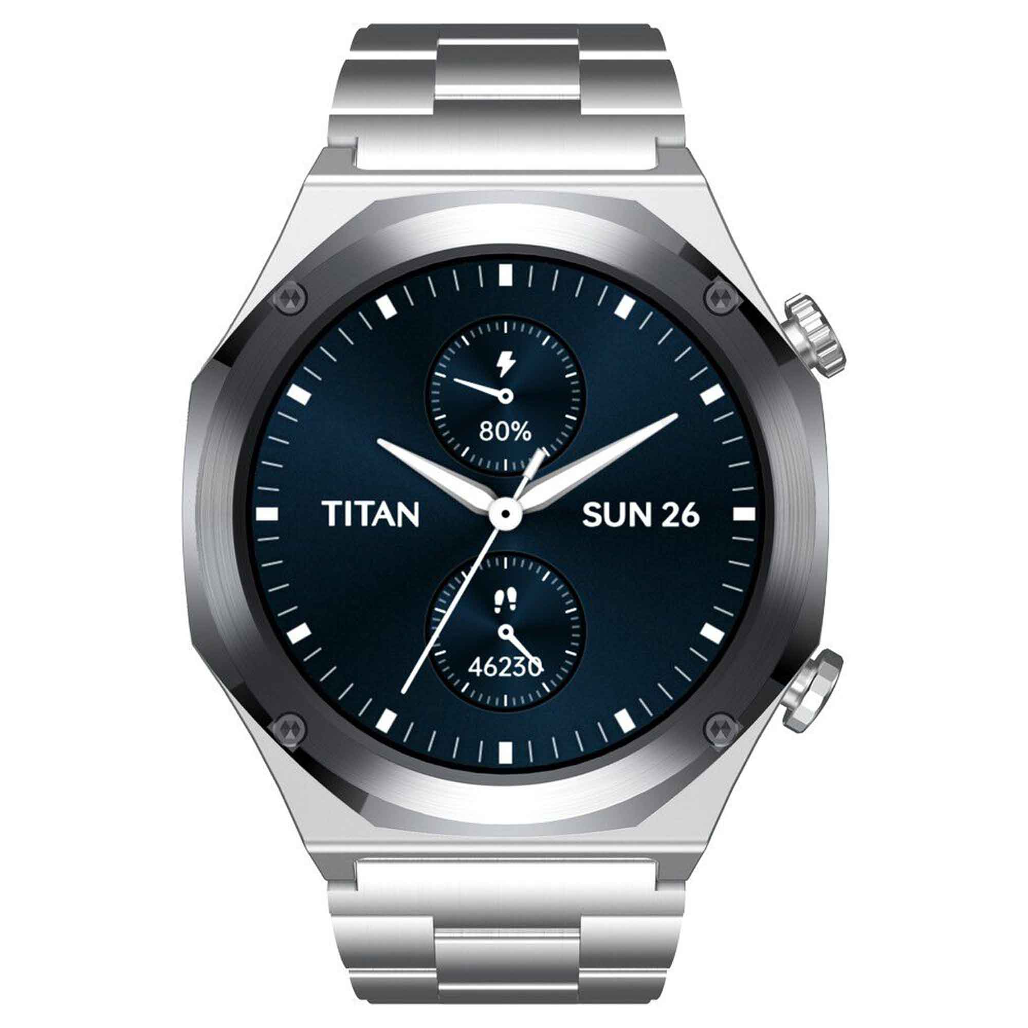 Titan Maestro Premium Metal Smartwatch with All SS construction, SingleSync BT Calling, Functional Crown