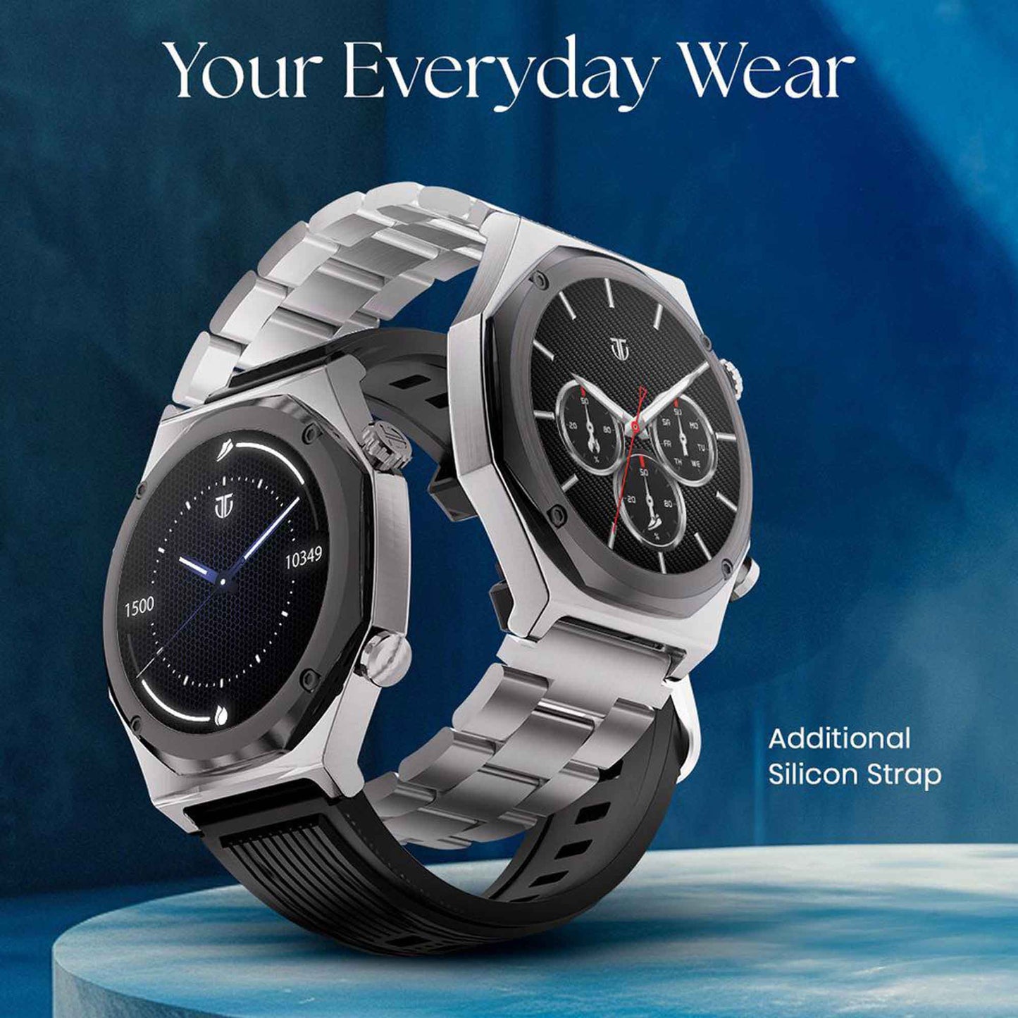 Titan Maestro Premium Metal Smartwatch with All SS construction, SingleSync BT Calling, Functional Crown