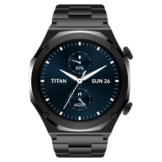 Titan Maestro Premium Metal Smartwatch with AllΒ SS construction, SingleSync BT Calling, Functional Crown