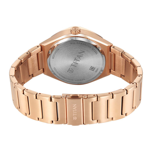 Titan Contour Analog with Small Second and White Dial Rose Gold Stainless Steel Strap Watch for Men