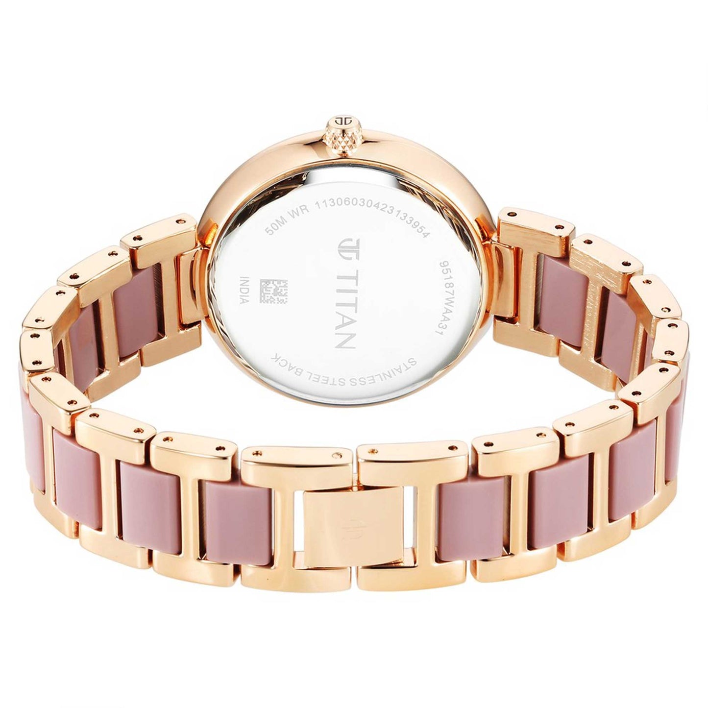 Titan Acetate GlAm Mother Of Pearl Multi Hybrid Strap watch for Women