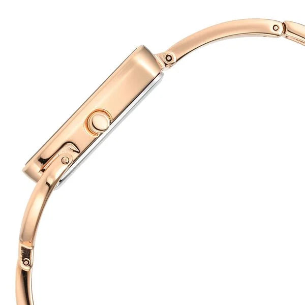 Titan Raga Mother of Pearl Rectangular Dial Rose Gold Metal Strap Analog Quartz Watch for Women