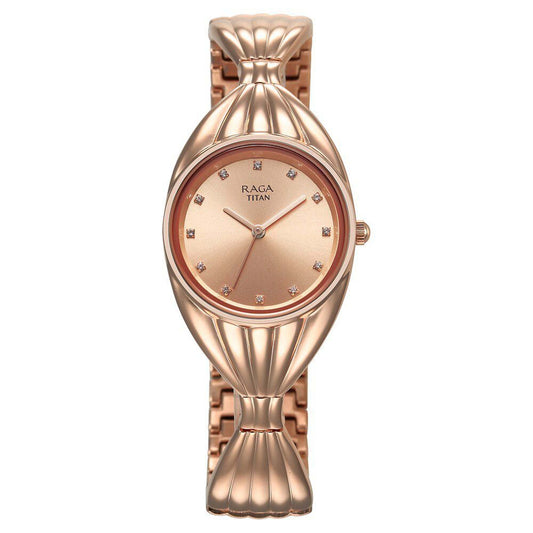Titan Raga Memoirs Quartz Analog Rose Gold Dial With Rose Gold Metal Strap Watch For Women
