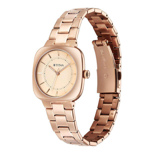 Titan Horizon Quartz Analog Rose Gold Dial Stainless Steel Strap Watch For Women
