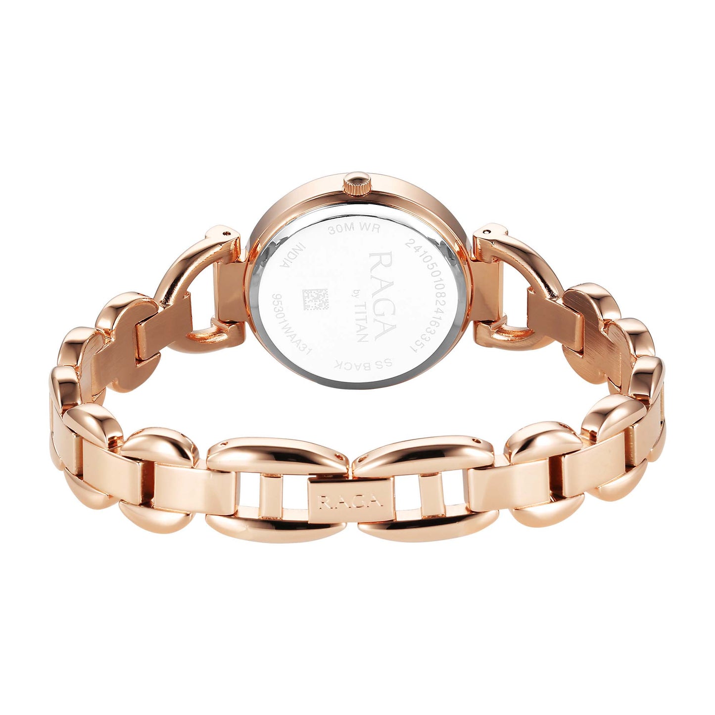 Titan Raga Showstopper 2.0 Quartz Analog Red Dial Rose Gold Color Stainless Steel Strap Watch For Women