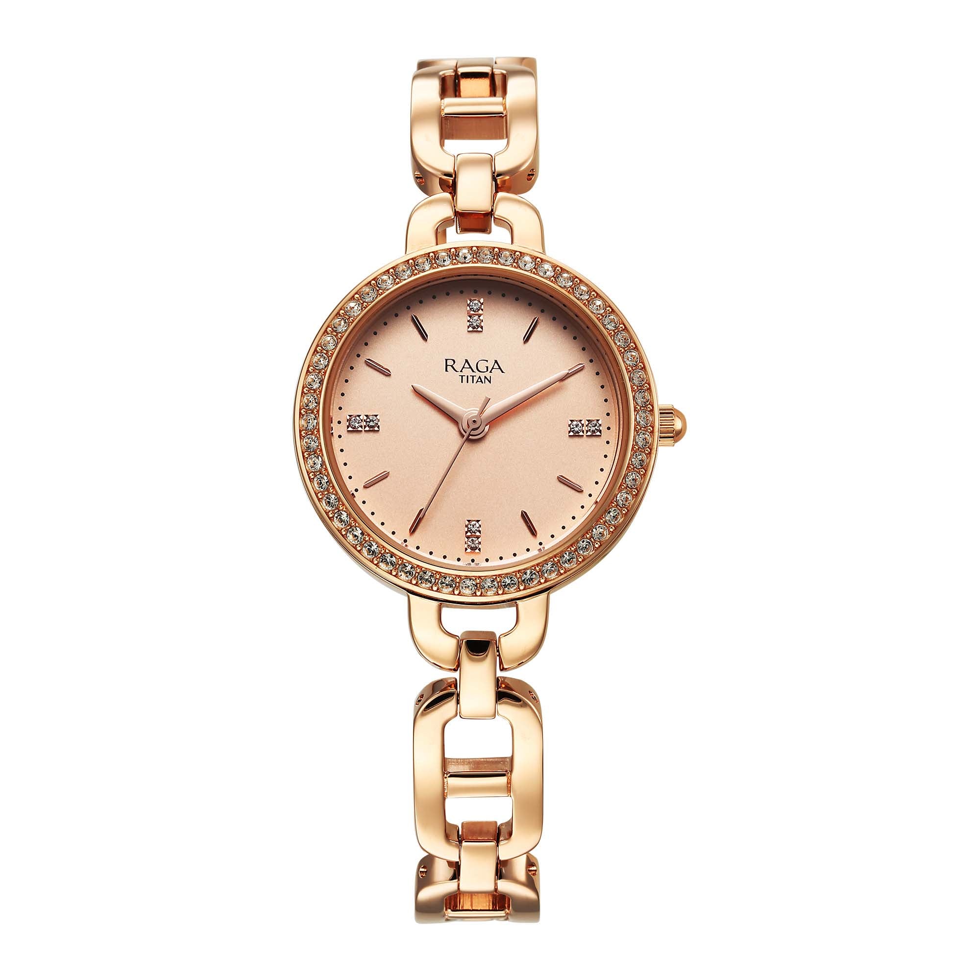 Titan Raga Showstopper 2.0 Quartz Analog Rose Gold Dial Rose Gold Color Stainless Steel Strap Watch For Women