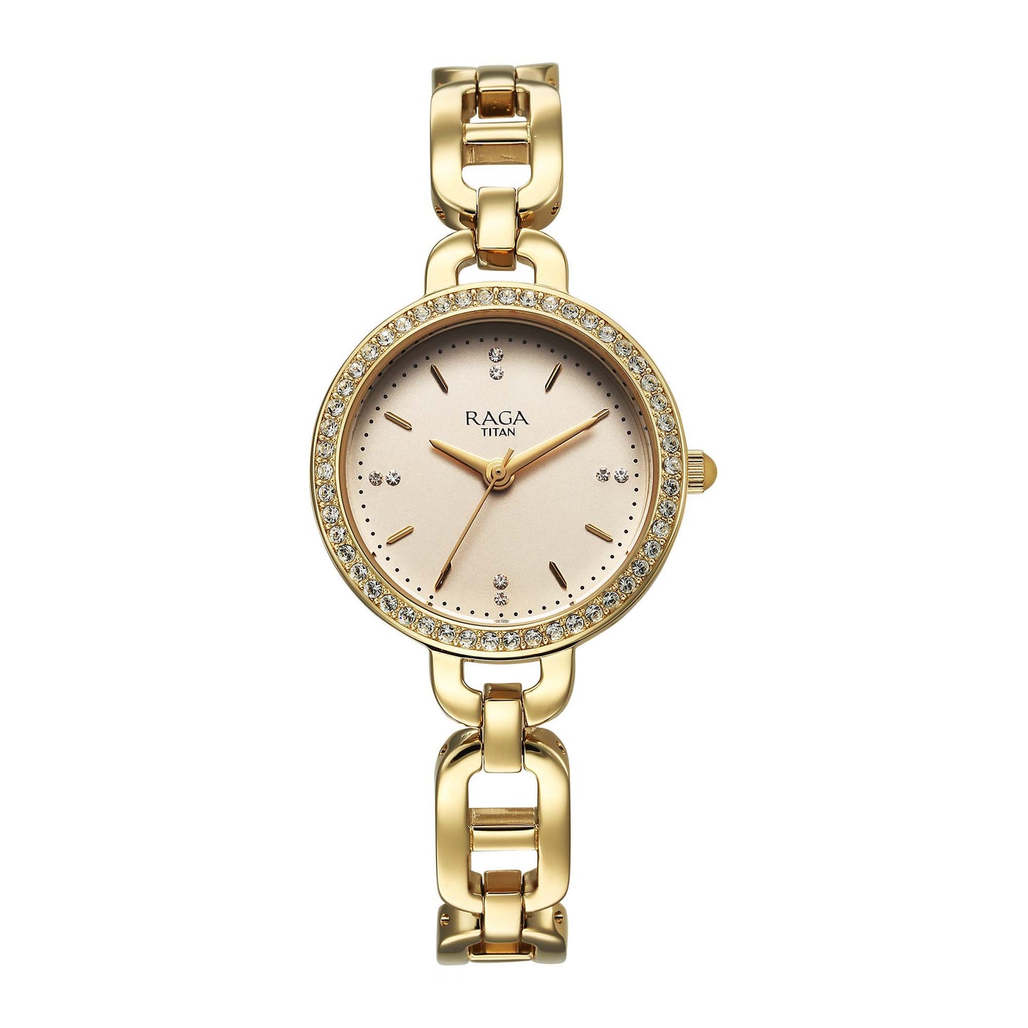 Titan Raga Showstopper 2.0 Quartz Analog Gold Dial Gold Color Stainless Steel Strap Watch For Women