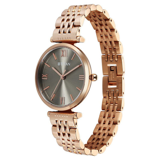 Titan Workmode Quartz Analog Grey Dial Metal Strap watch For Women