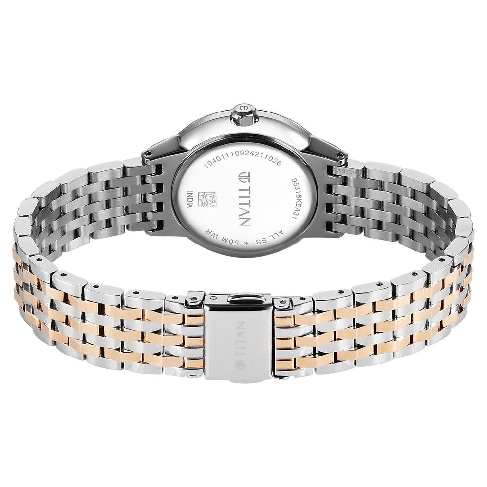 Titan Glamour Quartz Analog Mother Of Pearl Dial Two Toned Stainless Steel Strap Watch For Women