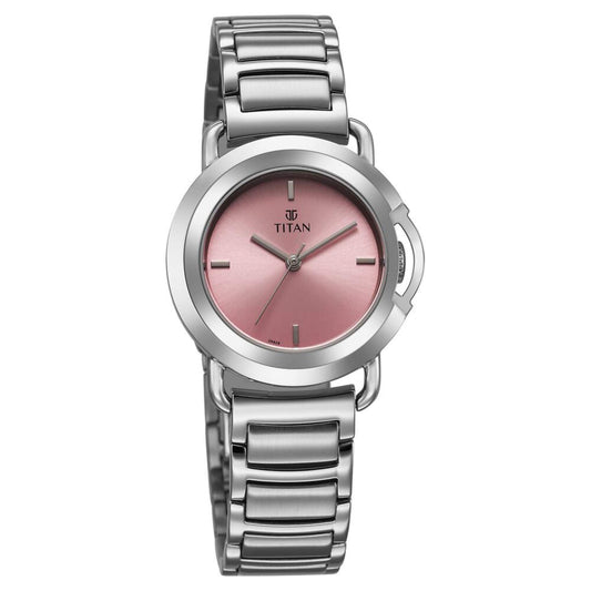 Pink Dial stainless watch women