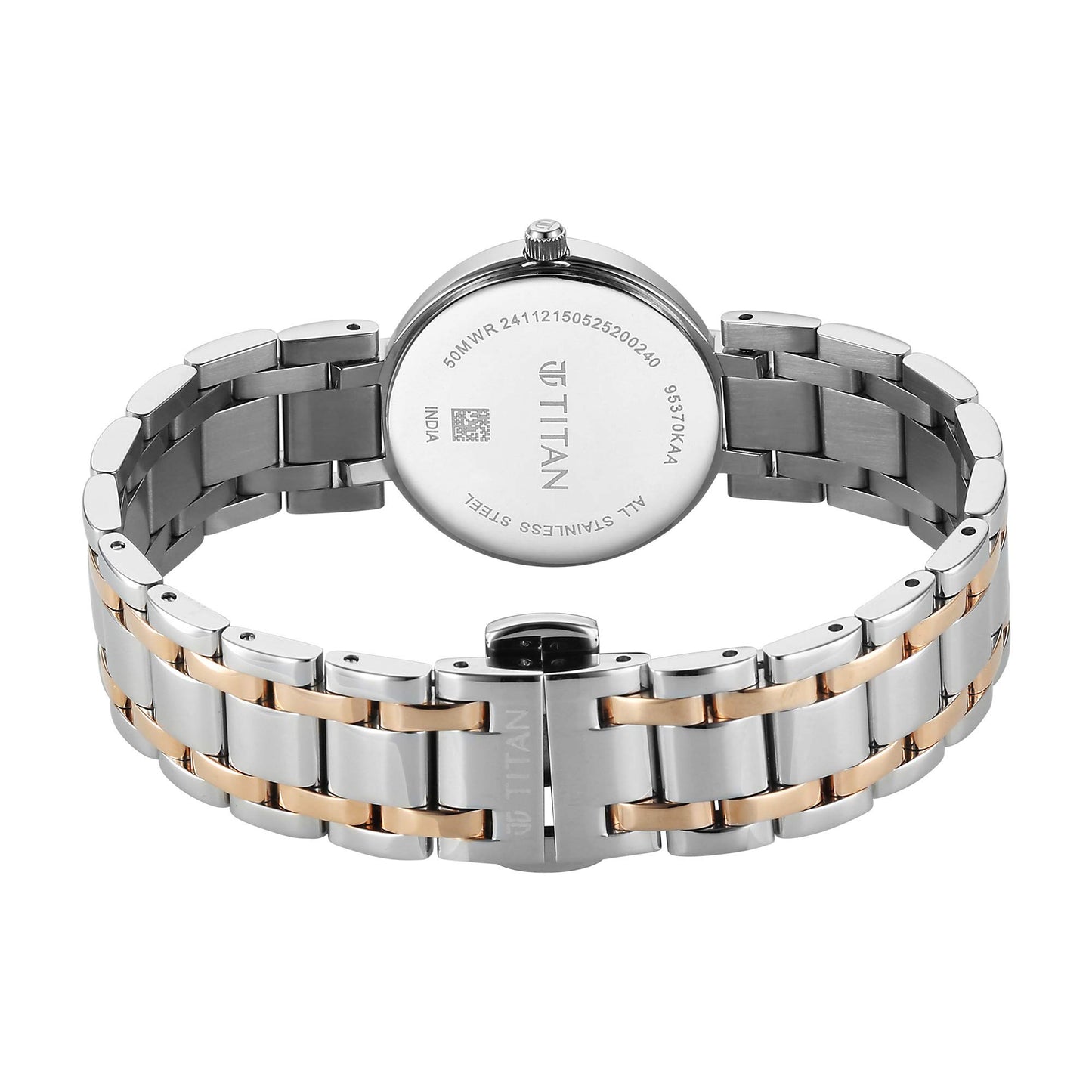 Titan Titan Eminence Quartz White Dial Two Tone Strap Watch For Ladies
