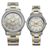 Titan White Dial Two Toned Stainless Steel Strap Analog with Day and Date Quartz Watch for Couple