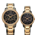 Titan Black Dial Two Toned Stainless Steel Strap Analog with Day and Date Quartz Watch for Couple