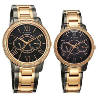 Titan Black Dial Two Toned Stainless Steel Strap Analog with Day and Date Quartz Watch for Couple