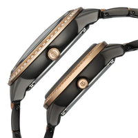 Titan Black Dial Two Toned Stainless Steel Strap Analog with Day and Date Quartz Watch for Couple