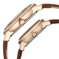 Titan Beige Dial Brown Leather Strap Analog with Day and Date Quartz Watch for Couple