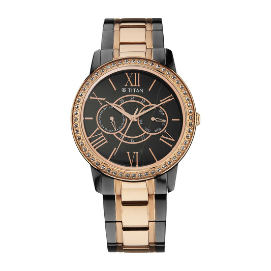 Titan Royale Quartz Multifunction Marble Dial Dual-Tone Stainless Steel Strap Watch for Men