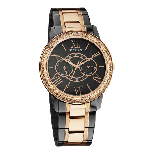 Titan Royale Quartz Multifunction Marble Dial Dual-Tone Stainless Steel Strap Watch for Men