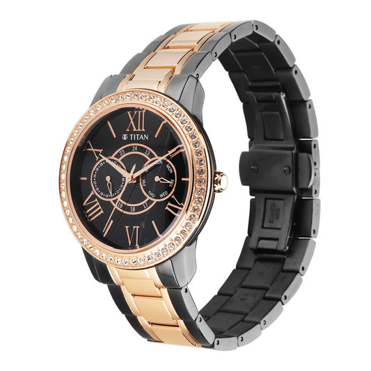 Titan Royale Quartz Multifunction Marble Dial Dual-Tone Stainless Steel Strap Watch for Men