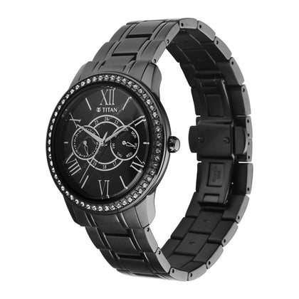 Titan Royale Quartz Multifunction Marble Dial Stainless Steel Strap Watch for Men