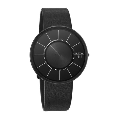 Titan Edge Black Dial Leather Strap Analog Watch for Men