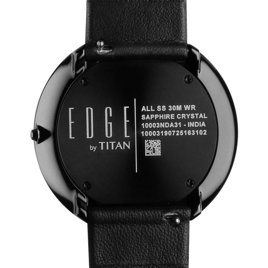 Titan Edge Black Dial Leather Strap Analog Watch for Men