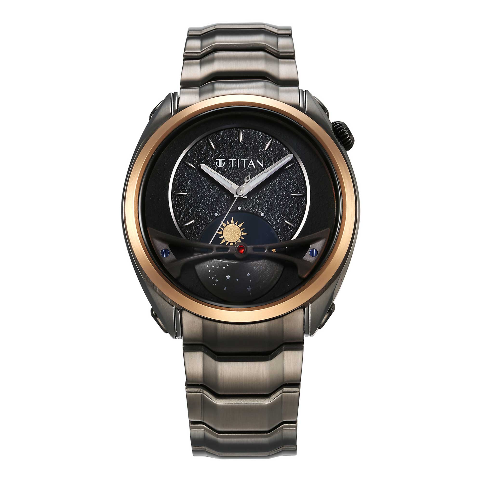 Titan Stellar Analog with Sun Moon Dial Multifunctional Watch