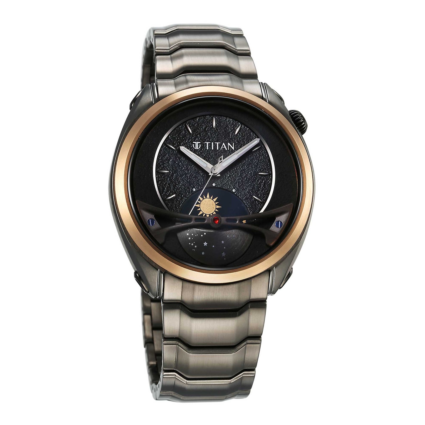 Titan Stellar Analog with Sun Moon Dial Multifunctional Watch