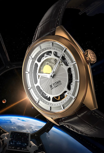 Titan Stellar Cupola Sun Moon Disc Automatic Watch
