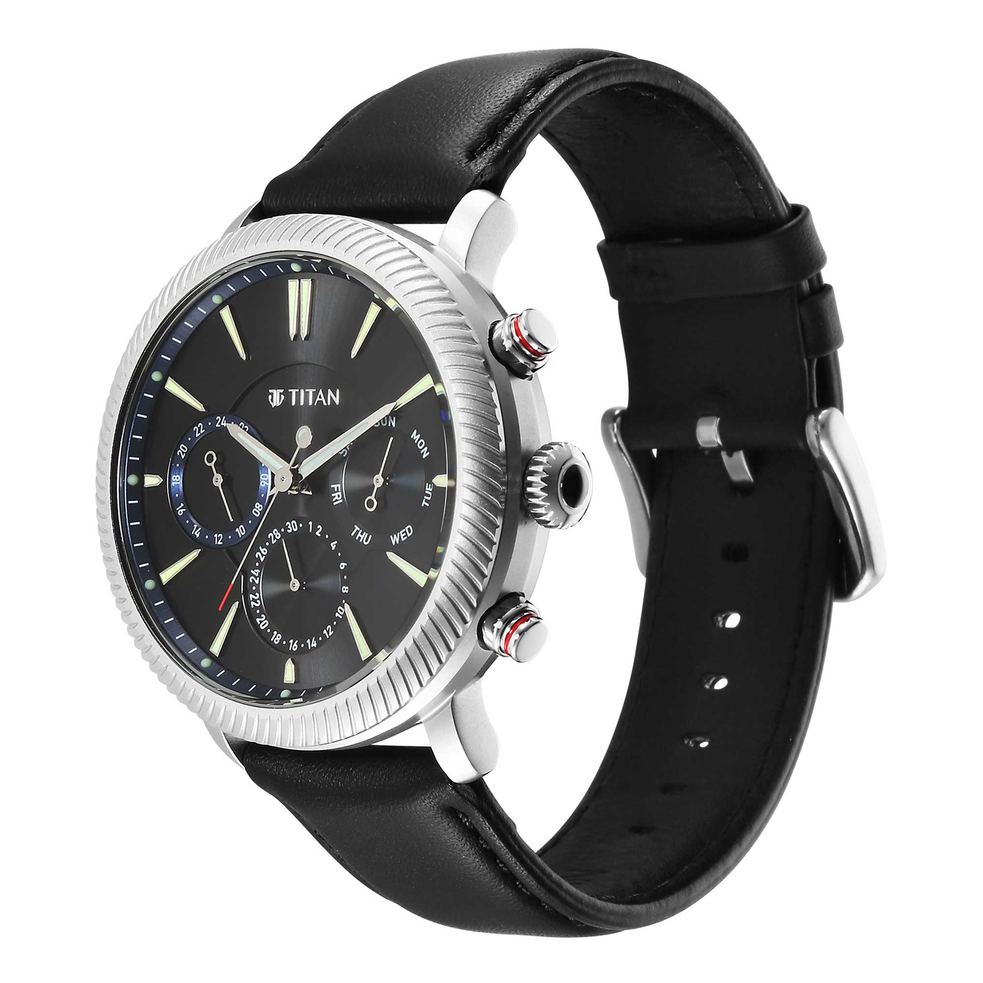 Titan Stellar Black Dial Multifunctional Analog Watch