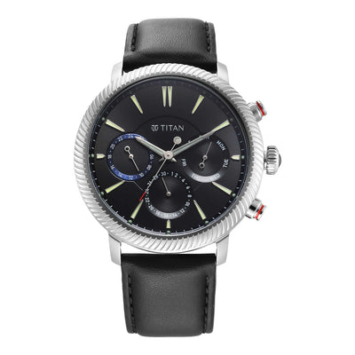 Titan Stellar Black Dial Multifunctional Analog Watch