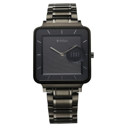 Titan Edge Quad Quartz Analog Blue Dial With Grey Stainless Steel Strap Watch For Men