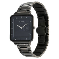 Titan Edge Quad Quartz Analog Blue Dial With Grey Stainless Steel Strap Watch For Men