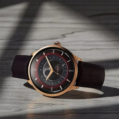 Titan Stellar Caleum Sun Moon Disc Red Dial Analog Watch