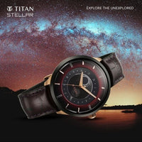 Titan Stellar Caleum Sun Moon Disc Red Dial Analog Watch