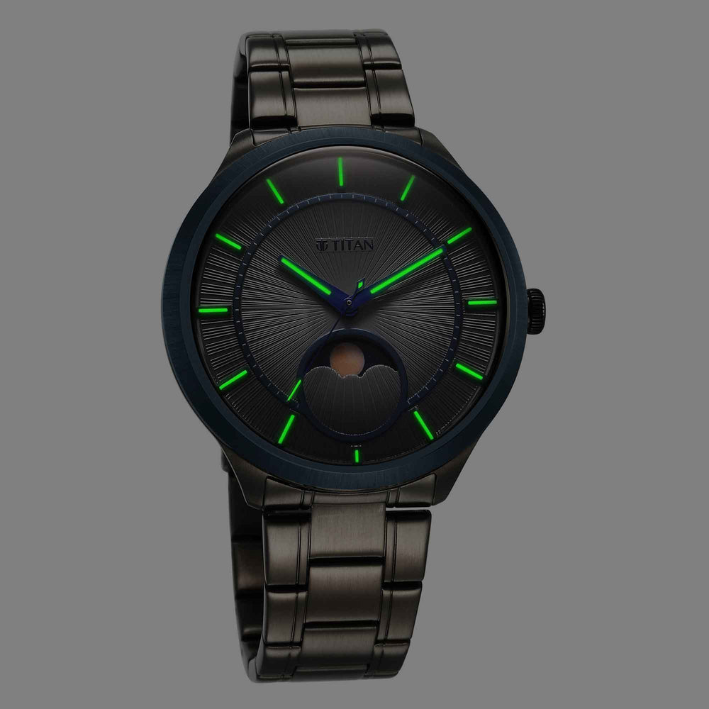 Titan Stellar Caelum Sun Moon Grey Sub-Dial Watch
