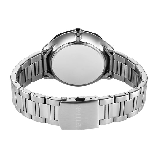 Titan Stellar Analog with Sun Moon Phase and Blue Dial Silver Stainless Steel Strap Watch for Men