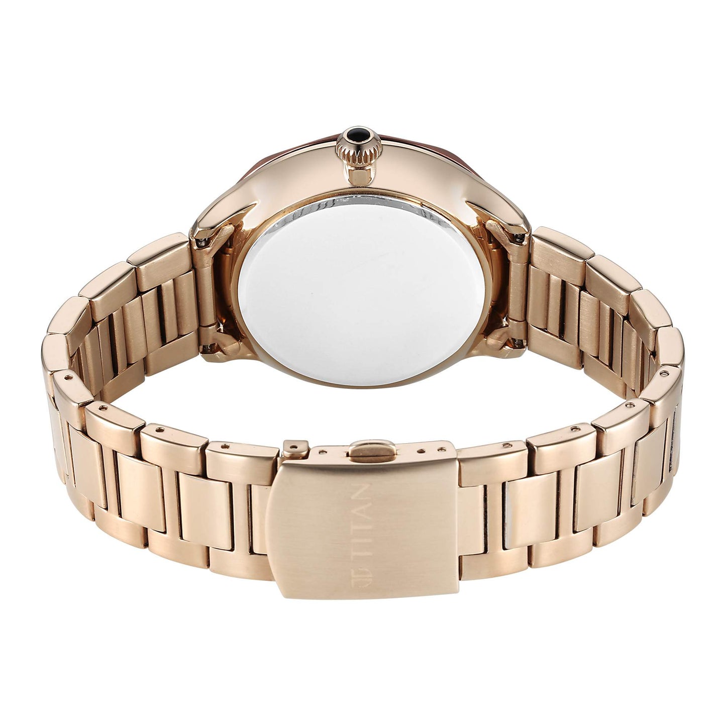 Titan Stellar Analog with Sun Moon Phase and Black Dial Carnation Gold Stainless Steel Strap Watch for Men