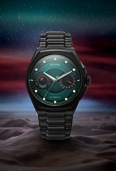 Titan Stellar Aurora Caelum Sun Moon Disc Automatic Watch