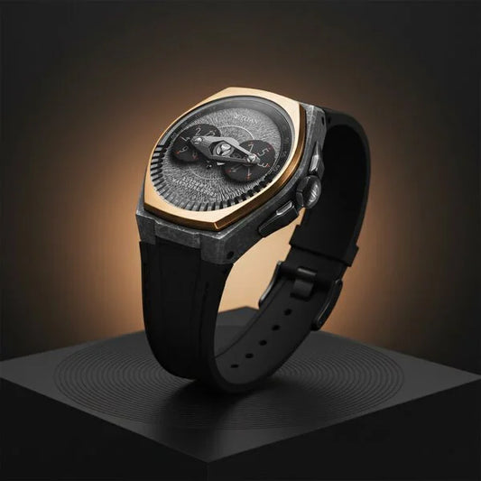 Titan Stellar Wandering Hour Automatic Analog with Crystallized Titanium Case and Gray Dial FKM Strap Watch for Men