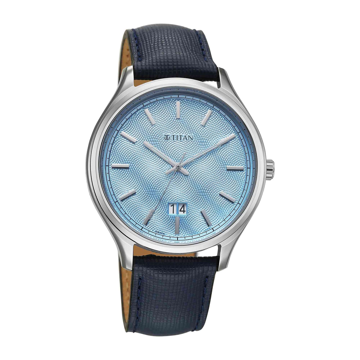 Titan Palette Of Time Quartz Blue Dial Silver Strap Watch For Gents