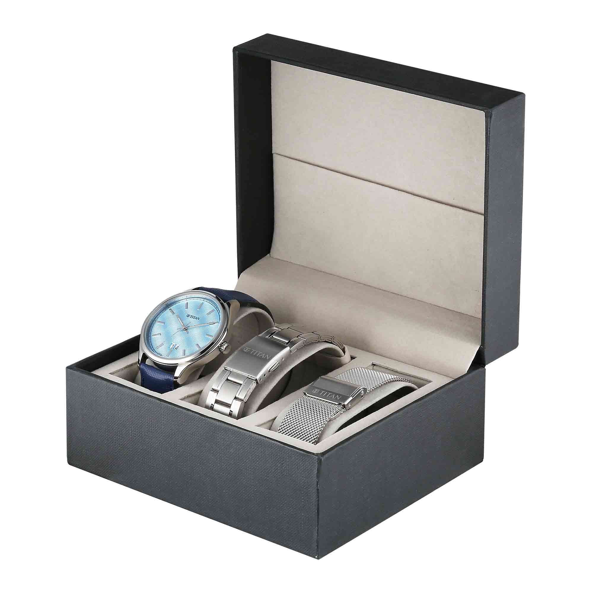 Titan Classique Blue Dial Interchangeable Straps Analog with Date Watch for Men