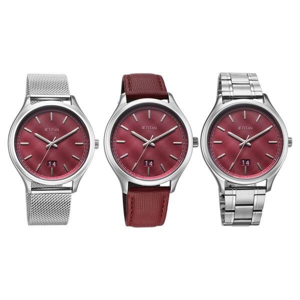 Titan Classique Palette of Time Analog with Magenta Dial Interchangeable Straps Watch with for Men